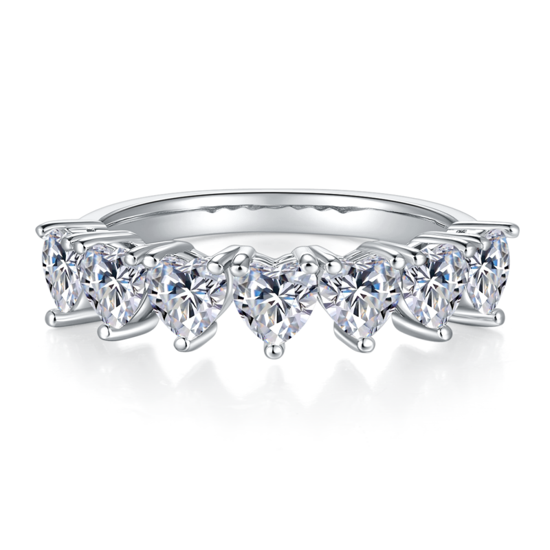Heart shaped S925 silver plated white gold moissanite diamond women's ring 2.1 carats D-grade